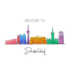 One Single Line Drawing Of Dusseldorf City