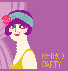 Retro Party Invitation Card Vintage Flapper Girl