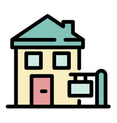 A Small House Icon Color Outline