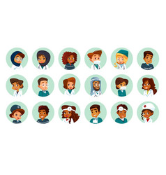 Cartoon Multinational Medical Avatars Set