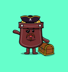 Cute Cartoon Pocket Pirate With Treasure Box