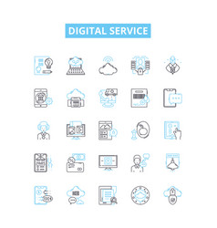 Digital Service Line Icons Set Digital