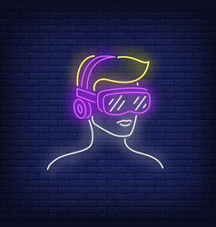 Man Wearing Virtual Reality Headset Neon Sign