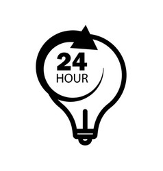 Light Bulb Icon With Arrow And 24 Hour Suitable