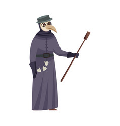 Medieval Plague Doctor With Beak And Long Gown