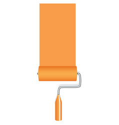 Paint Roller White On Orange Wall Background