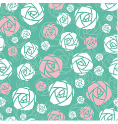 Teal Pink White Rose Flower Gradient Seamless