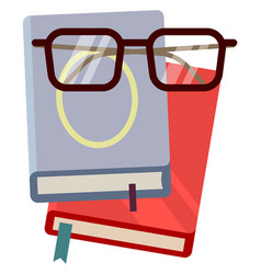 Reading Flat Icon Book Stack And Glasses Study