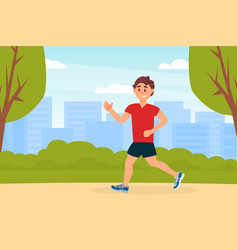 Man Jogging In Park In The Morning Healthy Active