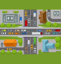 City Top View Cars Roads Houses Streets Top