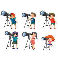 Kids Using Telescopes Collection