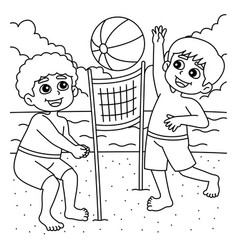 Boys Playing Beach Volleyball Summer Coloring