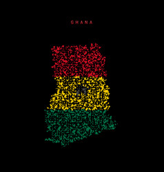 Ghana Flag Map Chaotic Particles Pattern