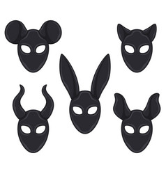 Set Of Color With Black Masks Rabbit