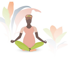 Black Pregnant Women Meditating In Lotus Pose