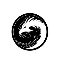 Dragon Yin Yang Symbol Black And White Vintage