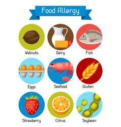 Food allergy background with allergens and symbols