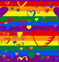 Gay Pride Rainbow Colored Pattern With Hearts