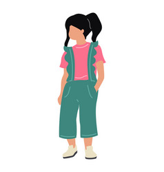 Boyish Girl Wearing Jumpsuit Semi Flat Color