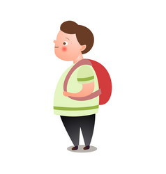 Cute Fat Man Young Student With Red Backpack