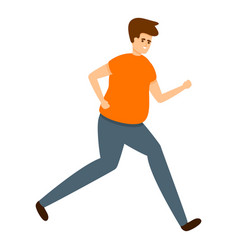 Obese Running Boy Icon Cartoon Style