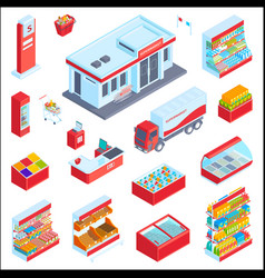 Supermarket Isometric Elements Set