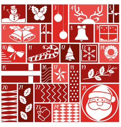 Red Advent Calendar With Different Christmas