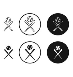 Baseball Icon Set In Black And White Outlines