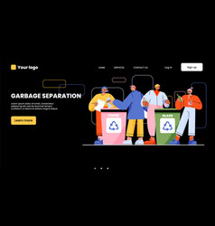 Garbage Separation Banner With People Sort Trash