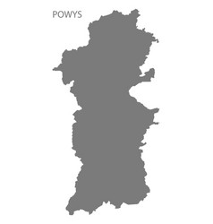 Powys Wales Map Grey