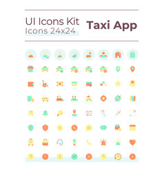 Taxi Service Flat Color Ui Icons Set