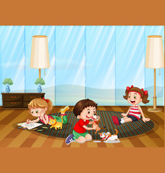 Three Kids Playing In The Room