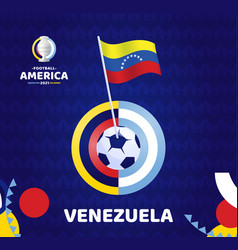 Venezuela Wave Flag On Pole And Soccer Ball South