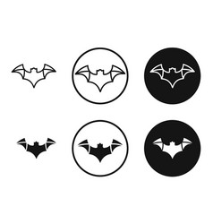 Bat Icon Set In Black And White Outlines