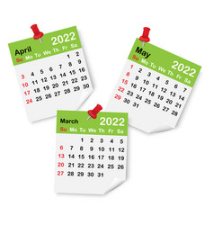 Green Calendar Pages Icon Spring 2022 Year Red