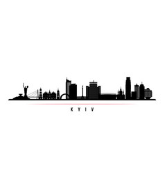 Kyiv Skyline Horizontal Banner Black And White