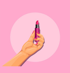 Female Hand Holding Lipstick Cosmetic Product