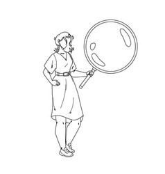 Girl Looking Through Magnifying Glass Tool