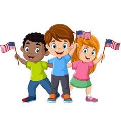 Group Of Children Holding Usa Flags