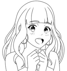 Pleasantly Surprised Anime Girl Line Art