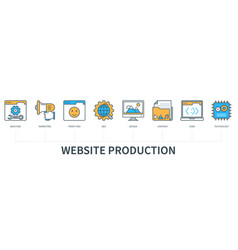 Website Production Concept With Icons Back End