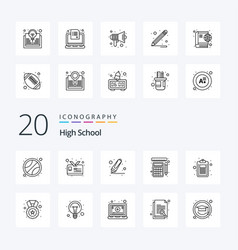 20 High School Line Icon Pack Like Test Education