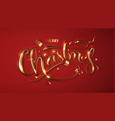 Merry Christmas Gold Realistic Letteringon Red