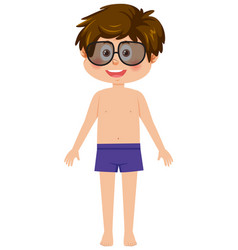 A Boy Wearing Swim Trunks