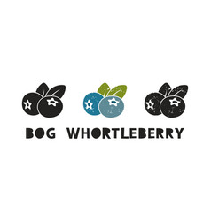 Bog Whortleberry Silhouette Icons Set