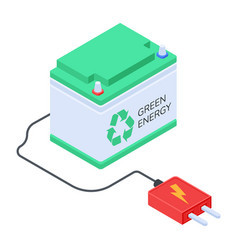 Isometric Icon Of Green Energy