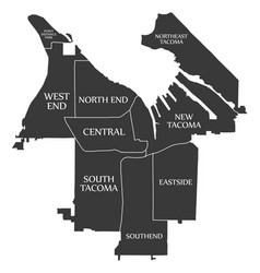 Tacoma Washington City Map Usa Labelled Black