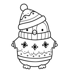 Christmas Coloring Book Or Page Penguin