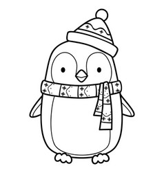 Christmas Coloring Book Or Page Penguin