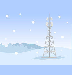 One Metal Signal Transmission Tower In Winter